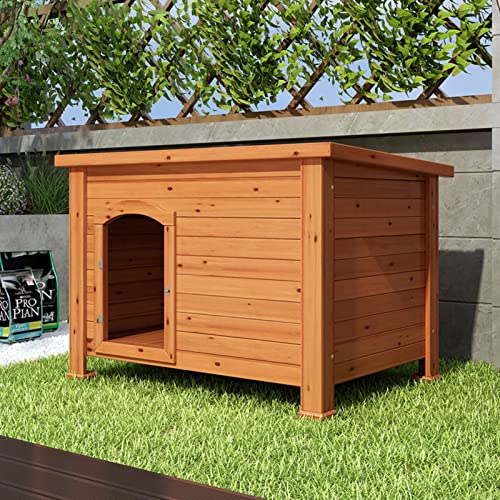 Massivholz-Hundehütte, Hunde-Katze-Nest, klein, mittelgroß und groß, Hundekäfig, Hundehütte, Hundebett, geeignet für den Garten im Freien (A 106 * 85 * 77CM) von LANAZU