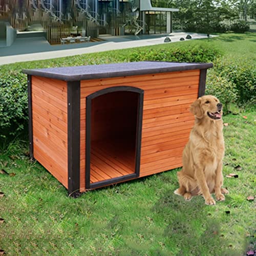 Massivholz-Hundehütte für den Außenbereich, mittlerer und großer Hundekäfig, Vier Jahreszeiten, universelle Zwinger-Hundehütte, geeignet für drinnen und draußen (orange) von LANAZU