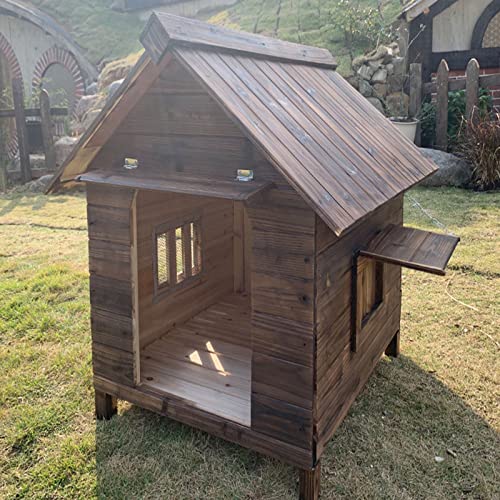 Outdoor Hundekäfig Winter Warm Verdicktes Massivholz Vier Jahreszeiten Universelles Haustier Holzhaus Geeignet für Gärten im Freien (C 88 * 77 * 81CM) von LANAZU