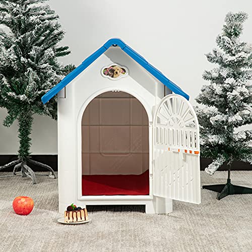 Outdoor PP Hundehütte mit Tür, Haustierunterstand Hundehütte, kleine und mittlere Haustierhütte mit Belüftungslöchern, geeignet für Innenhof und Hinterhof Outdoor PP Hundehütte mit Tür, Haustierunterstand Hundehütte, kleine und mittlere Haustierhütte mit Belüftungslöchern, geeignet für Innenhof und Hinterhof von LANAZU