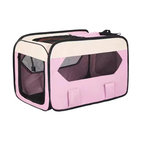 Pet Car Folding Cage Cat Dog Cage Ausgehen Tragbare Tasche Hundezelt Kreißsaal Katzennest Geeignet für kleine Haustiere zum Ausgehen (pink 40 * 25 * 25cm) von LANAZU