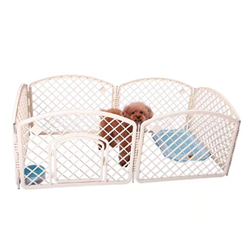 Pet House Kleiner und mittelgroßer Hundekäfig Sicherheitszaun Faltbarer Hundekäfig Geeignet für Balkon Wohnzimmer (White 6 Pieces) von LANAZU