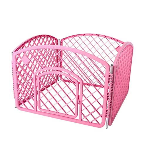 Pet House Kleiner und mittelgroßer Hundekäfig Sicherheitszaun Faltbarer Hundekäfig Geeignet für Balkon Wohnzimmer (pink 4 Pieces) von LANAZU