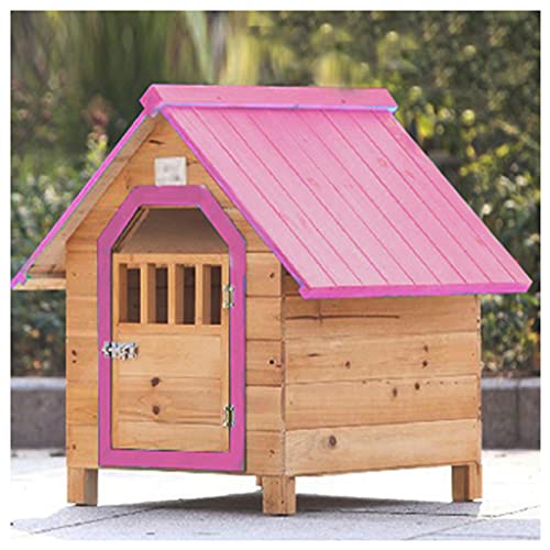 Wetterfeste Hundehütte aus Holz, große Hundehütte im Freien, Holzhaus für Hunde und Katzen mit Tür, geeignet für Garten, Innenhof (45×56×48cm) von LANAZU