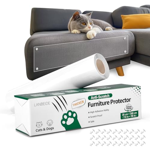 LANBEIDE Kratzschutz Sofa Katze,Kratzschutz für Hundetüren with 30 Pins Flexibel Sofa Guard Einseitig Klebend Training Tape (20cmx3m) von LANBEIDE