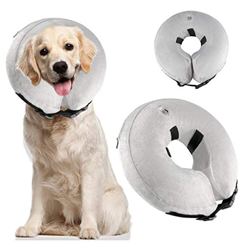 LANGING 1 x schützendes aufblasbares Halsband für Hunde und Katzen, weich, E-Halsband mit Verstellbarer Schnalle, Größe L von LANGING