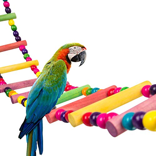 LANGING 1 x Haustier-Leiter Vogelspielzeug bunte Holzschaukel Regenbogen hängende Kletterbrücke für Papageientraining von LANGING