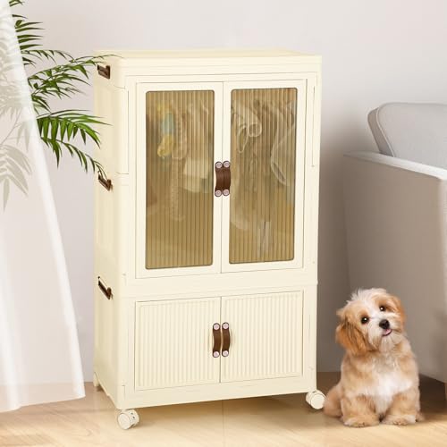 LANGRUI Hundeschrank - Stapelbarer Haustierschrank mit Kleiderstange & Schublade, Rollschrank für Hundekleidung & Zubehör, Weiß, inklusive 10 Kleiderbügeln LANGRUI Hundeschrank - Stapelbarer Haustierschrank mit Kleiderstange & Schublade, Rollschrank für Hundekleidung & Zubehör, Weiß, inklusive 10 Kleiderbügeln von LANGRUI