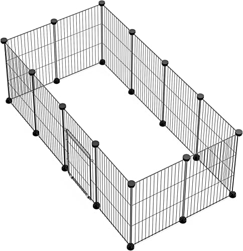LANGXUN Schwarz FreigehegeInnengehege aus Metall Kleintierauslauf Kleintiergehege Kleintierk?fig f¨¹r Kaninchen, Meerschweinchen K?fig Gehege (43X32 12PCS) von LANGXUN