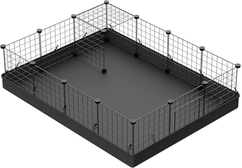 PILIN Black Metal Wire Aufbewahrungswürfel Organizer, DIY Kleintierkäfig für Kaninchen, Meerschweinchen, Welpe | Pet Products Tragbarer Metalldraht-Hofzaun 101x134x34 cm von LANGXUN
