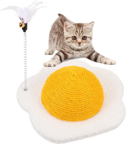 Egg Cat Scratchers, Poached Egg Cat Claw Board, Funny Wear-Resistant Poached Egg Series Cat Scratcher Toy for Indoor von LANHAO