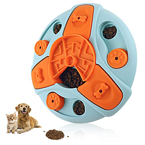 Hundespielzeug, interaktives Hundespiel, Bereicherungsspielzeug für Welpen, geistig stimulierend, Leckerli-Spender, Hundeleckerli-Futterspender für kleine, mittelgroße und große Hunde, Leckerli-Training (hellblau) von LANRUE