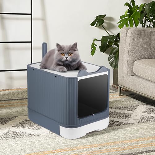 Große Katzentoilette, faltbar, Schublade und Streuschaufel, tragbar, geschlossener Katzentoilettenbehälter, unteres Fach, abnehmbar für eine einfache Reinigung, 44,5 x 36,5 x 34,5 cm, Weiß Große Katzentoilette, faltbar, Schublade und Streuschaufel, tragbar, geschlossener Katzentoilettenbehälter, unteres Fach, abnehmbar für eine einfache Reinigung, 44,5 x 36,5 x 34,5 cm, Weiß von LANTUS
