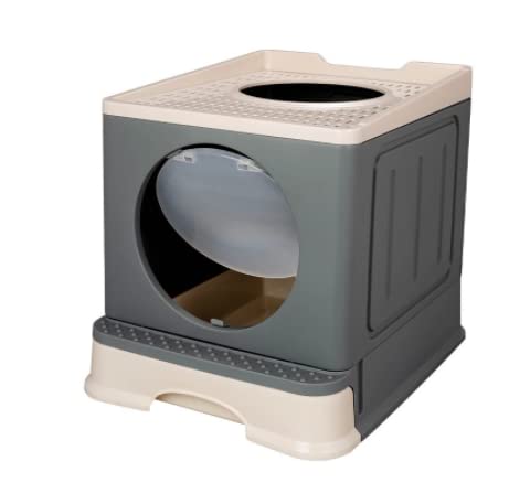 Katzentoilette Mit Abdeckung XXL, Katzenklo Oben einstieg mit Löchern im Deckel für Große Katzenrassen oder Muti-Katzen-48 * 39 * 34 cm – grau Katzentoilette Mit Abdeckung XXL, Katzenklo Oben einstieg mit Löchern im Deckel für Große Katzenrassen oder Muti-Katzen-48 * 39 * 34 cm – grau von LANTUS