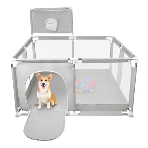 Laufstall für Welpen oder kleine Hunde, robuster Zaun aus dickem Stoff und Netz aus Nylon, hohe Widerstandsfähigkeit, Laufstall für Welpen mit Tür, maschinenwaschbar, innen/außen, 126 x 126 x 66 cm Laufstall für Welpen oder kleine Hunde, robuster Zaun aus dickem Stoff und Netz aus Nylon, hohe Widerstandsfähigkeit, Laufstall für Welpen mit Tür, maschinenwaschbar, innen/außen, 126 x 126 x 66 cm von LANTUS