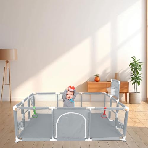 Welpenlaufstall mit Tür, Laufstall für Welpen oder kleine Hunde, robuster Zaun aus dickem Stoff und Netz aus Nylon, hohe Widerstandsfähigkeit, maschinenwaschbar, innen/außen, 180 x 120 x 66 cm von LANTUS