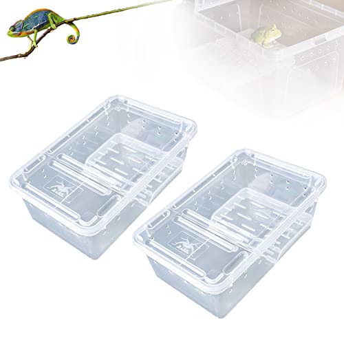2er-Pack Breeding Fütterungsbox Reptil Terrarium Box Insect Feeding Box Kunststoff Zuchtbox für Reptilien und Amphibien, Mit Luftlöcher für Spide, Eidechse, Skorpion, Tausendfüßler, Gehörnter Frosch von LAOAYI