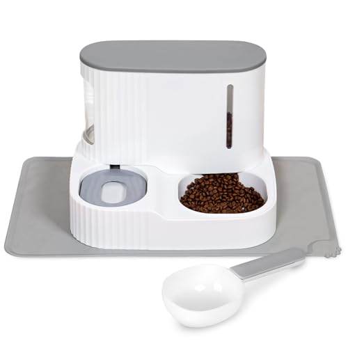 LAOPET Futterautomat Katze Wasserspender Katzen - Futterspender Katze, katzennapf, Futternapf, Fressnapf, Katzen Zubehör, Napfunterlage und Scoop von LAOPET