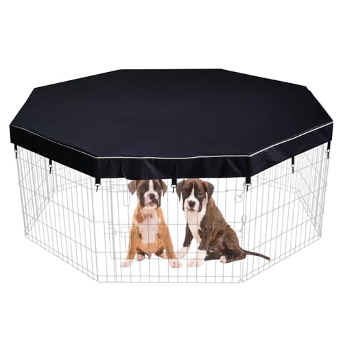 LAOZZ Hunde-Laufgitterabdeckung, sonnen- und regenfeste Oberseite, bietet Schatten und Sicherheit für drinnen und draußen, Hundegehege, passend für alle 61 cm großen 8 Paneele (Laufgitter nicht im von LAOZZ