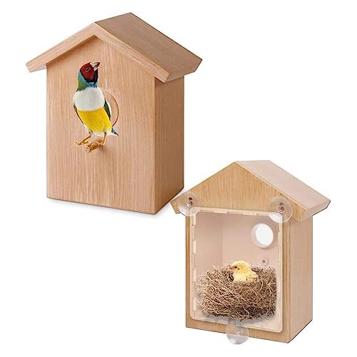 LAPOOH 2 Stück -DIY-Vogelnestkäfig-Vogelhäuschen für Den Außenbereich mit Saugnapf, Fensterdekorationen von LAPOOH