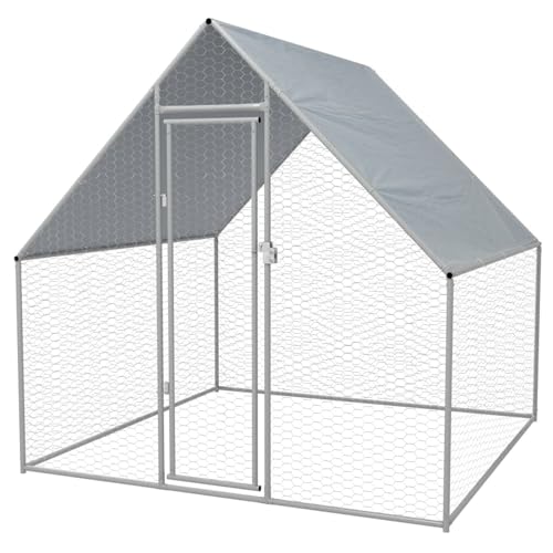 LAPOOH Outdoor-Hühnerkäfig, Freilaufgehege Hühner, Hühnergehege, Hühnerstall, Gehege Hühner, Chicken Coop, Huhnerstallauslauf, 2x2x1,92 m Verzinkter Stahl von LAPOOH