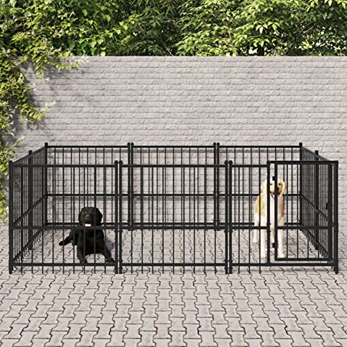 LAPOOH Outdoor-Hundehütte, Stahl, 5,63 m², Hundegehege, Outdoor-Hundehütte, Hundetrainingskäfig, Haus (SPU: 3124599) von LAPOOH