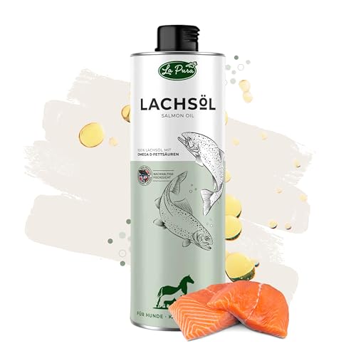 LaPura Lachsöl für Hund, Katze und Pferd, 100% Natur, Omega-3 & Omega-6, für Haut- & Fellpflege, Immunsystem, Beweglichkeit, Barf-Öl, Fischöl 1l von LAPURA