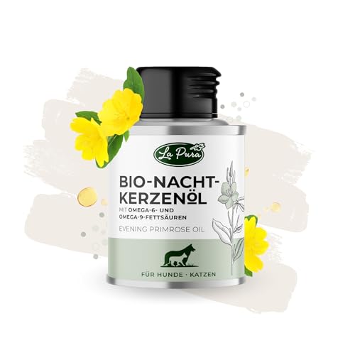 LaPura Nachtkerzenöl Bio für Hunde & Katzen - 100% natürlich, kaltgepresst, mit Omega 6 & 9, für Haut, Fell & Immunsystem, Barf-Ergänzung, 100 ml von LAPURA