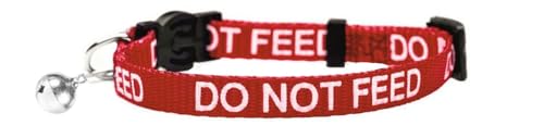 LARRYROO Katzenhalsband mit Aufdruck "Do Not Feed", weiches Nylon und Sicherheitsschnalle, Rot von LARRYROO