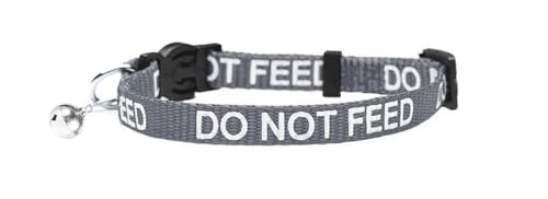 LARRYROO Katzenhalsband mit Aufdruck "Do Not Feed", weiches Nylon und Sicherheitsschnalle (Silber) von LARRYROO