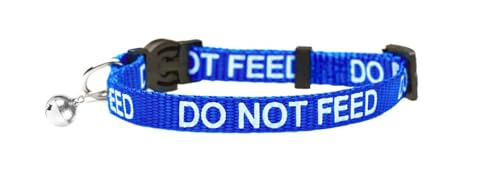 LARRYROO Katzenhalsband mit Aufdruck "Do Not Feed", weiches Nylon und Sicherheitsschnalle (blau) von LARRYROO