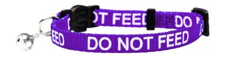 LARRYROO Katzenhalsband mit Aufdruck "Do Not Feed", weiches Nylon und Sicherheitsschnalle (lila) von LARRYROO