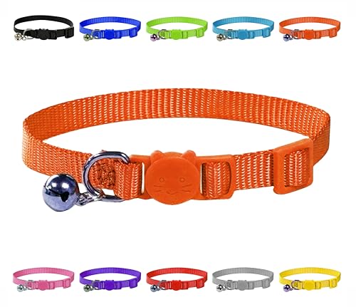 Lebendiges, weiches Nylon-Kätzchen-/Katzenhalsband mit Glocke und Sicherheitsschnalle (Orange) von LARRYROO