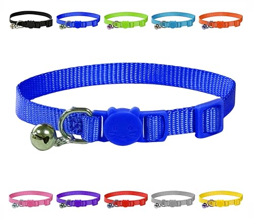 Lebendiges, weiches Nylon-Kätzchen-/Katzenhalsband mit Glocke und Sicherheitsschnalle (blau) von LARRYROO