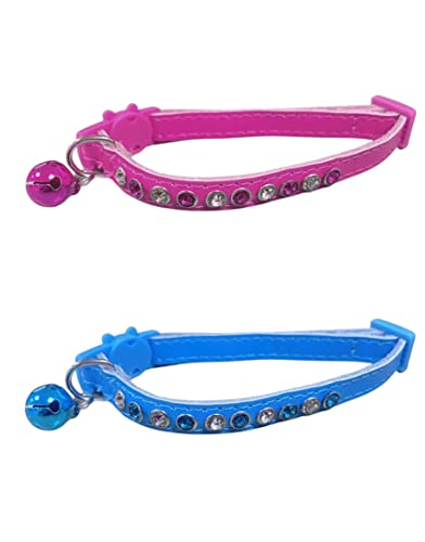 Niedliches Leder-Katzenhalsband mit glitzernden Steinen, Diamant-Effekt, Schnellverschluss und Glocke für Katzen und Kätzchen, Halsband, Rosa Niedliches Leder-Katzenhalsband mit glitzernden Steinen, Diamant-Effekt, Schnellverschluss und Glocke für Katzen und Kätzchen, Halsband, Rosa von LARRYROO
