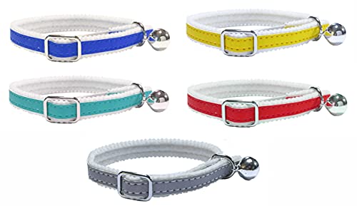 Reflektierendes Katzenhalsband mit Sicherheitsgummi, Glöckchen (gelb) von LARRYROO