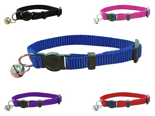 Weiches, lebendiges Katzenhalsband aus Nylon mit Sicherheitsverschluss und Glocke (blau) von LARRYROO