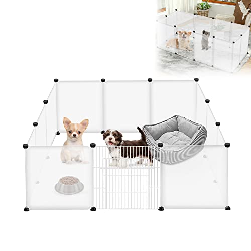 LARS360 Freigehege Kaninchen, Freigehege Gittergehege für Kaninchen aus Kunststoff inkl. Tür, DIY Kleintierkäfig für Kaninchen, Meerschweinchen, 145 x 75 x 48cm, Weiß von LARS360