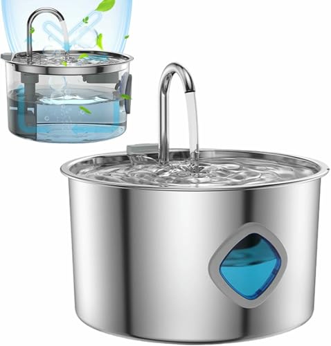 Haustierwasserbrunnen, 3,2 L Wasserschüssel Brunnen Für Katzen Im Inneren, Edelstahlschüssel Automatische Haustierversorgungen von LASDERTV