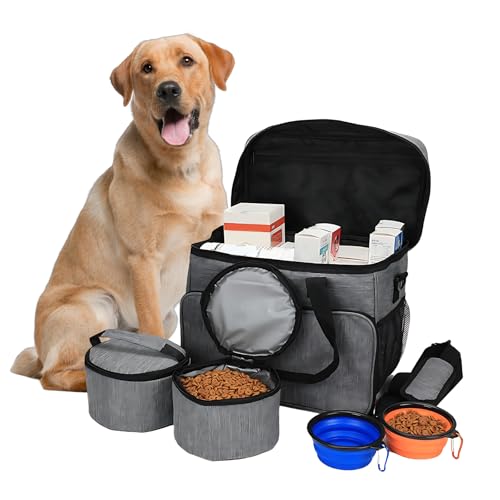Hunde-Reisetasche, Hundetasche mit 2 Aufbewahrungstaschen und 2 Faltbaren Schale, von Fluggesellschaften Zugelassen Haustier-Reisetasche, Tragbare Organizer für Reisen, Camping oder Tagesausflüge Hunde-Reisetasche, Hundetasche mit 2 Aufbewahrungstaschen und 2 Faltbaren Schale, von Fluggesellschaften Zugelassen Haustier-Reisetasche, Tragbare Organizer für Reisen, Camping oder Tagesausflüge von LASIEYO