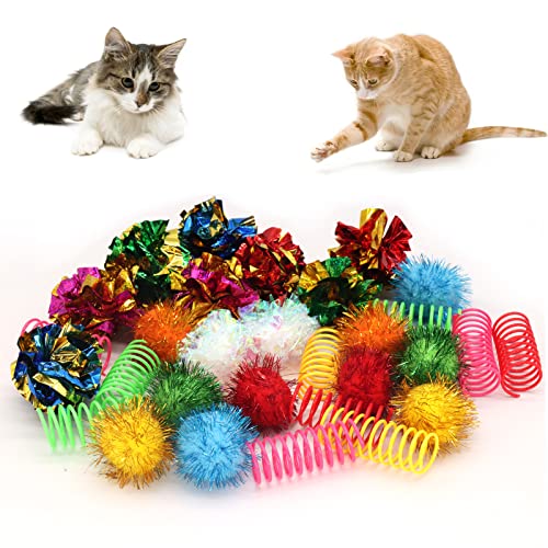 LASOCUHOO Cat Toys, 30PCS Interactive Cat Toy Pack Including Cat Crinkle Balls, Cat Sparkle Balls, Spiral Springs for Indoor Cats LASOCUHOO Cat Toys, 30PCS Interactive Cat Toy Pack Including Cat Crinkle Balls, Cat Sparkle Balls, Spiral Springs for Indoor Cats von LASOCUHOO