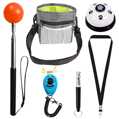 Trainingsset – 1 Zielstab, 1 Trainingsklicker, 1 Pfeife – Hundetrainingsgeräte, Katzentoilettentrainer-Set, Agility-Trainingsköderkurs für Hunde, Kätzchen, Welpen, Verhaltenshilfen Trick (mit Glocke) von LASVIAL