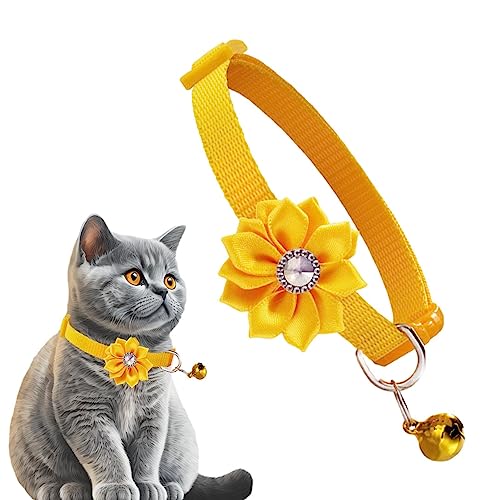 Blumenhalsband, Fliege, 19 cm, mehrfarbig, Haustierhalsband mit Glöckchen für Cosplay-Zubehör, Fliege, Charm-Blume für Welpenhalsband, Haustier-Hundehalsband, für Katzen, kleine und mittelgroße Hunde von LATAFA