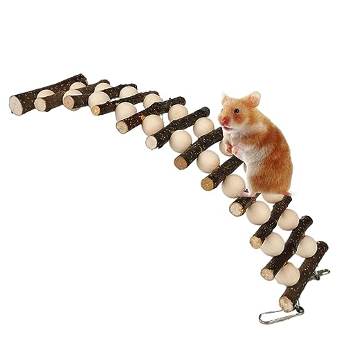 Hamsterleiterbrücke, Hamsterleiter aus Holz, Haustierleiter Hamster Kletterspielzeug, Holzbrücke für Syrische Hamster Mäuse Mäuse Rennmäuse Rennmäuse Haustier Leiter Brücke Hamster Haustier von LATAFA