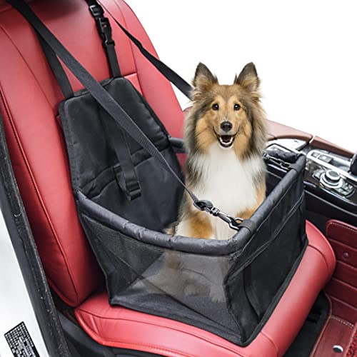 Hunde Autositz Booster Carrier, Haustier Auto Booster Hund Autositz Reisebett Hundesitz Wasserdicht Booster Sitz Welpe Sicherheitsgurt Faltbarer Sicherheitskorb Sitz Reise Carrier Käfig Reise von LATAFA