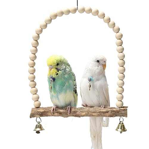 Papageienschaukel,Robuster Spielständer mit Glocke - Sitzstangen für Sittiche, Sittichspielzeug für den Käfig, Schaukeln für kleine Vögel Latafa von LATAFA