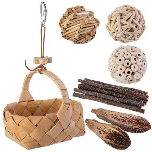 Vogelspielzeug für Papageien – Kauspielzeug mit Aufbewahrungskorb, Bällen und Zweigen für Papageien, Sittiche, Sittiche, Kakadus Vogelspielzeug für Papageien – Kauspielzeug mit Aufbewahrungskorb, Bällen und Zweigen für Papageien, Sittiche, Sittiche, Kakadus von LATAFA
