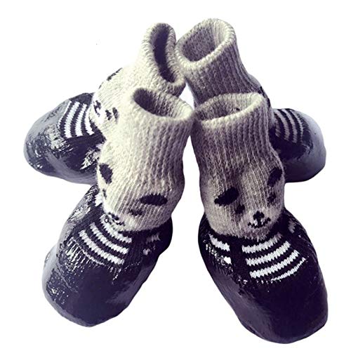 Hundeschuhe,Dog Boots 4 Teile/Satz Baumwollgummi Pet Stiefel wasserdichte rutschfeste Hund Regen Schnee Socken Schuhe für Welpen Kleine Katzen Hunde (Color : Black, Size : L) von LATEAU