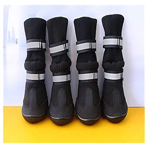 Hundeschuhe,Dog Boots 4 Teile/Satz wasserdichte rutschfeste Hund Schuhe für große Hunde Winter Schuh für Hund Schuhe Hund Pfote beschützer warme Hund Stiefel schwarz (Color : Black, Size : L) von LATEAU