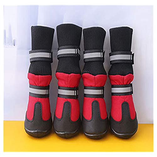 Hundeschuhe,Dog Boots 4 Teile/Satz wasserdichte rutschfeste Hund Schuhe für große Hunde Winter Schuh für Hund Schuhe Hund Pfote beschützer warme Hund Stiefel schwarz (Color : Red, Size : L) von LATEAU